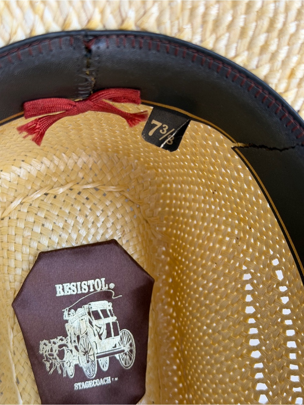 Resistol Stagecoach Western Style Straw Hat Vintage Self Conforming Size 7 3/8 - Picture 5 of 7